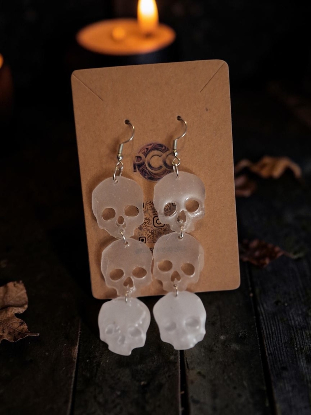 Ghostly White Skull Drop Earrings - Women Jewelry